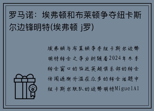罗马诺：埃弗顿和布莱顿争夺纽卡斯尔边锋明特(埃弗顿 j罗)